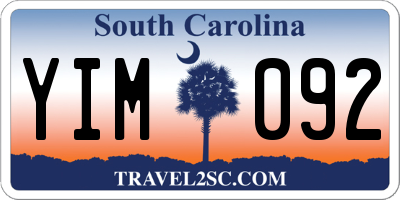 SC license plate YIM092