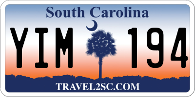 SC license plate YIM194