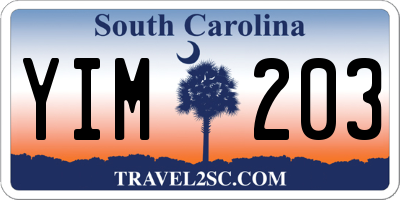 SC license plate YIM203