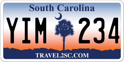 SC license plate YIM234