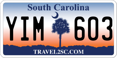 SC license plate YIM603