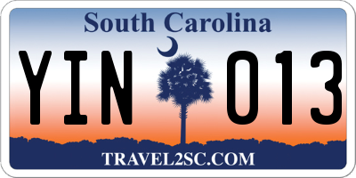 SC license plate YIN013