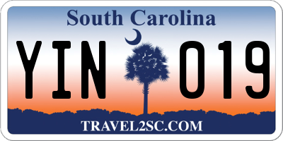 SC license plate YIN019
