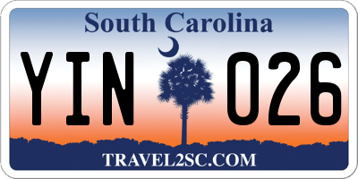 SC license plate YIN026