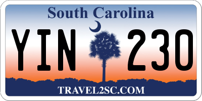 SC license plate YIN230