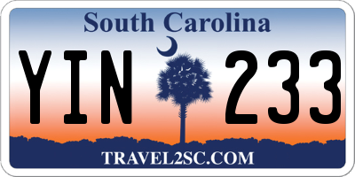 SC license plate YIN233