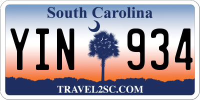 SC license plate YIN934