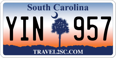 SC license plate YIN957