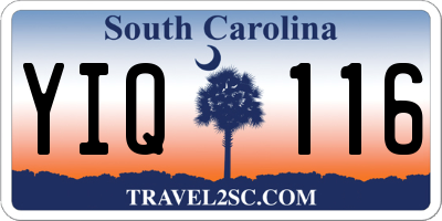 SC license plate YIQ116