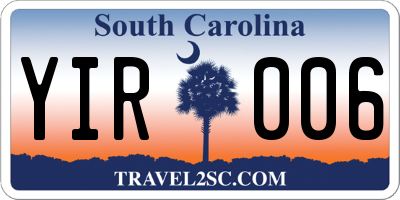 SC license plate YIR006