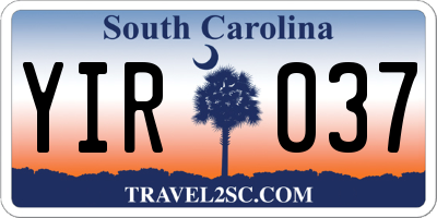SC license plate YIR037