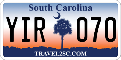 SC license plate YIR070