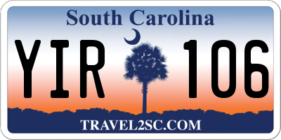 SC license plate YIR106