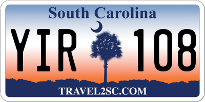 SC license plate YIR108