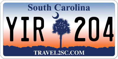 SC license plate YIR204