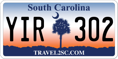 SC license plate YIR302