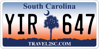 SC license plate YIR647