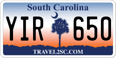 SC license plate YIR650