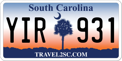SC license plate YIR931