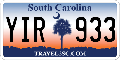 SC license plate YIR933