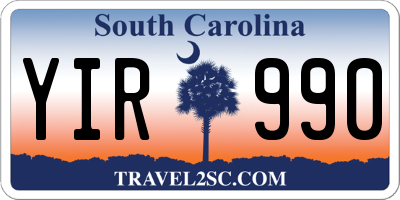 SC license plate YIR990