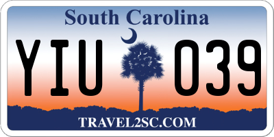 SC license plate YIU039