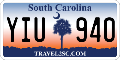 SC license plate YIU940