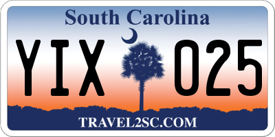 SC license plate YIX025