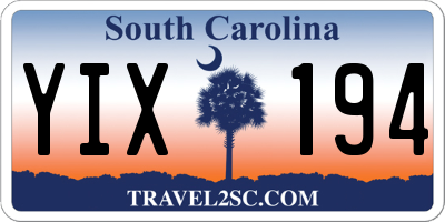SC license plate YIX194