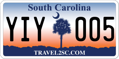 SC license plate YIY005