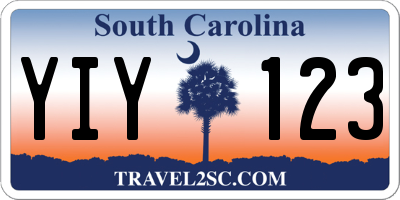 SC license plate YIY123