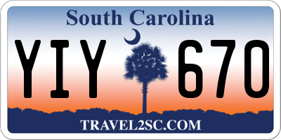 SC license plate YIY670