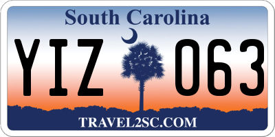 SC license plate YIZ063