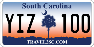SC license plate YIZ100