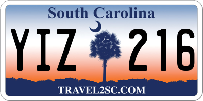 SC license plate YIZ216