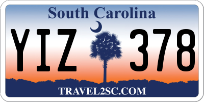 SC license plate YIZ378