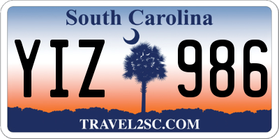 SC license plate YIZ986