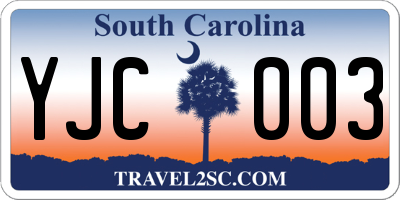 SC license plate YJC003