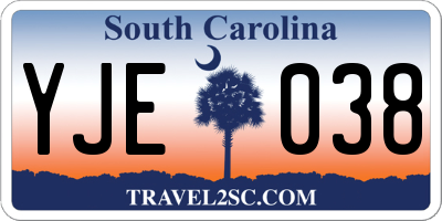 SC license plate YJE038
