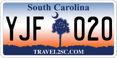SC license plate YJF020