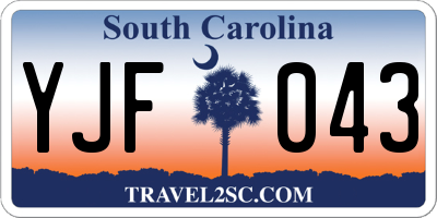 SC license plate YJF043