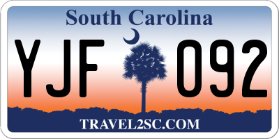 SC license plate YJF092