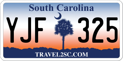 SC license plate YJF325
