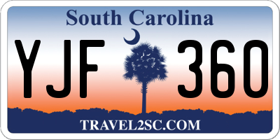 SC license plate YJF360