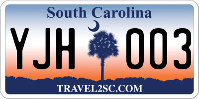 SC license plate YJH003