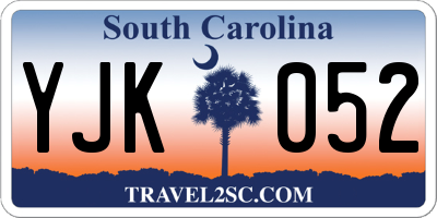 SC license plate YJK052
