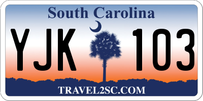 SC license plate YJK103