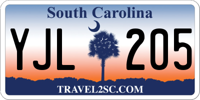 SC license plate YJL205