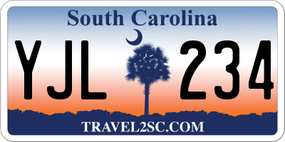 SC license plate YJL234