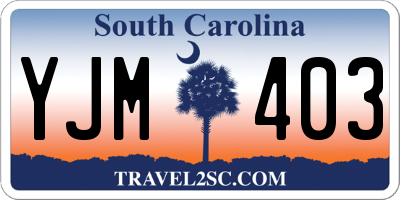 SC license plate YJM403
